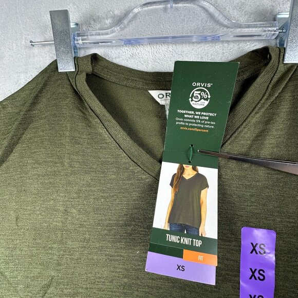 Orvis Knit Shirt Tunic T Shirt Top V Neck High Low Womens Green Size X Small - Picture 7 of 11